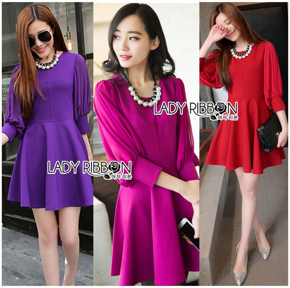 Lady Ribbon's Made 🎀 Lady Victoria Minimal Chic Vivid Color Feminine Dress เดรสสีสันสดใสสไตล์มินิมัลชิค