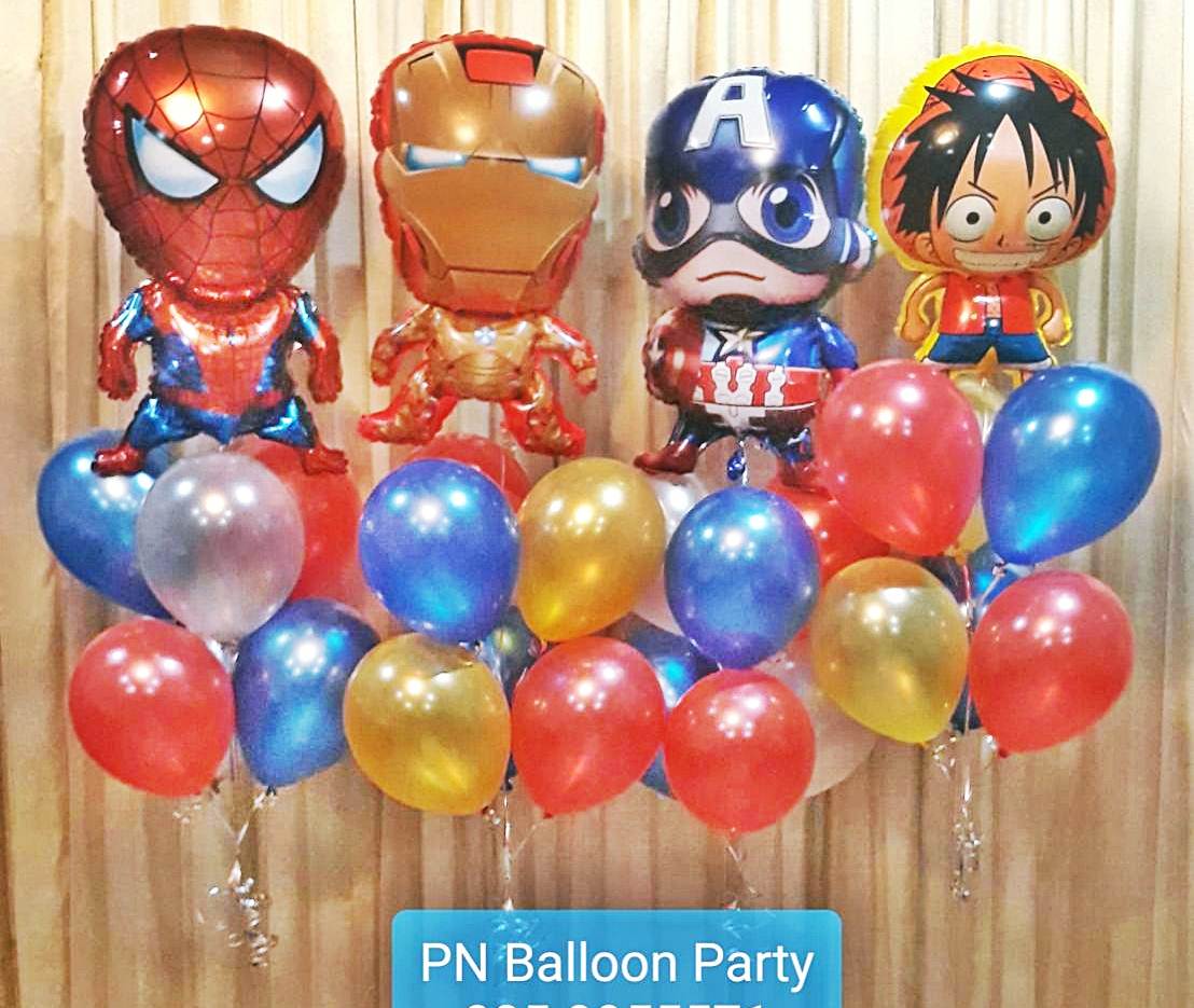 ช่อลูกโป่งซุปเปอร์ฮีโร่ สไปเดอร์แมน ไอออนแมน กัปตันอเมริกา Hero Advenger Marvel Spiderman Balloons
