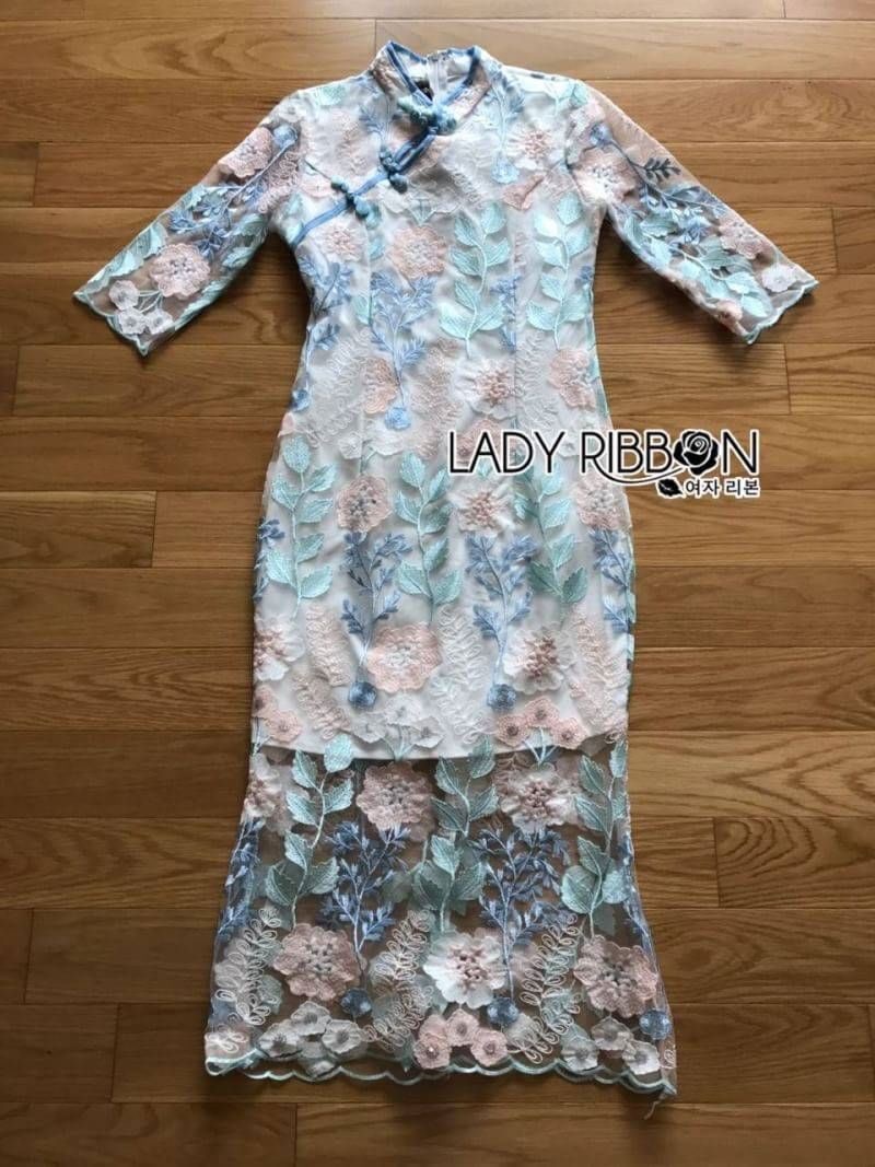 เดรสทรงกี่เพ้าผ้าลูกไม้สีพาสเทล