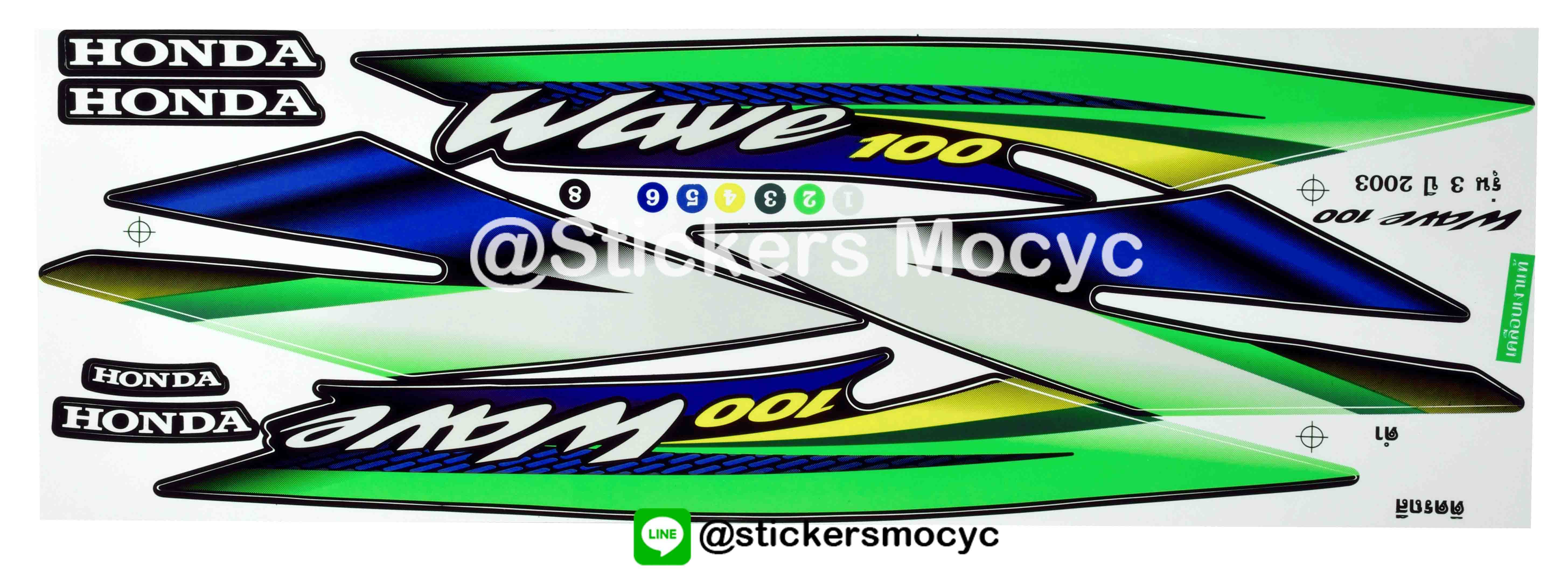 สติ๊กเกอร์ติดรถมอเตอร์ไซค์ Honda Wave 100 ปี 2003 รุ่น 3 ติดรถสี ดำ (เคลือบเงา)