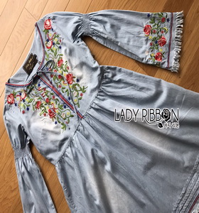 Lady Ribbon Soft Denim Dress เดรสผ้าเดนิมอ่อน
