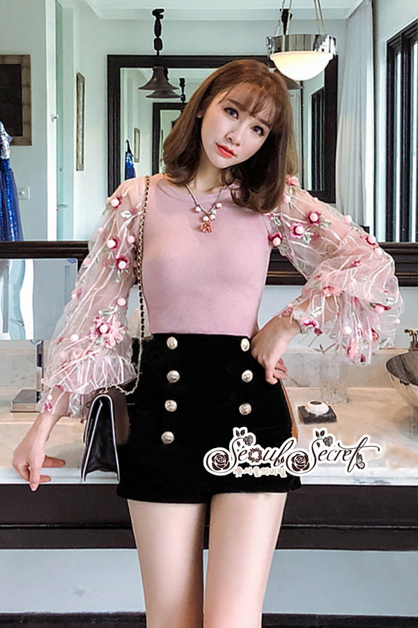 ผ้าไหมสีชมพูคอกลมผ้ายืดได้