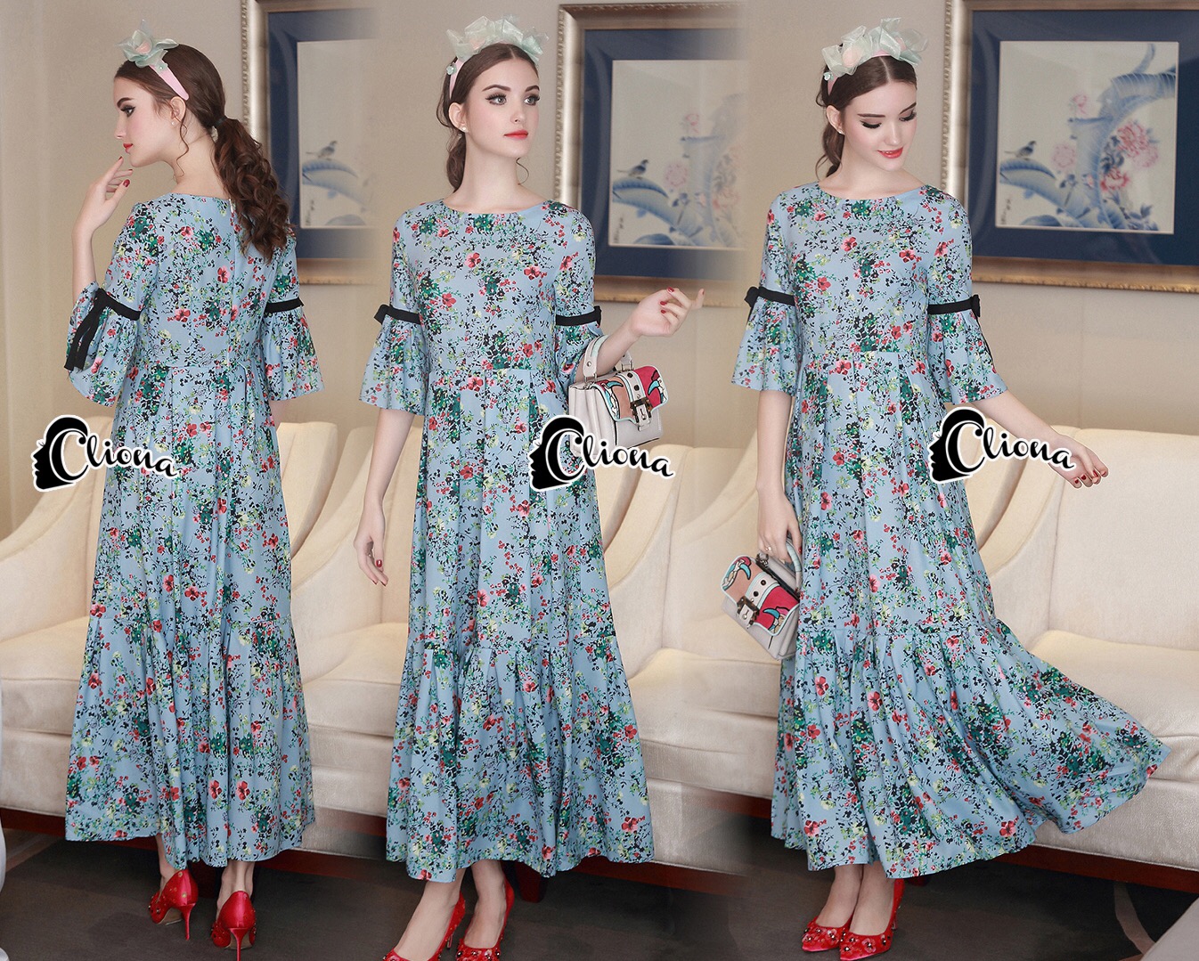 Made' Provence Floral Line Long Dress