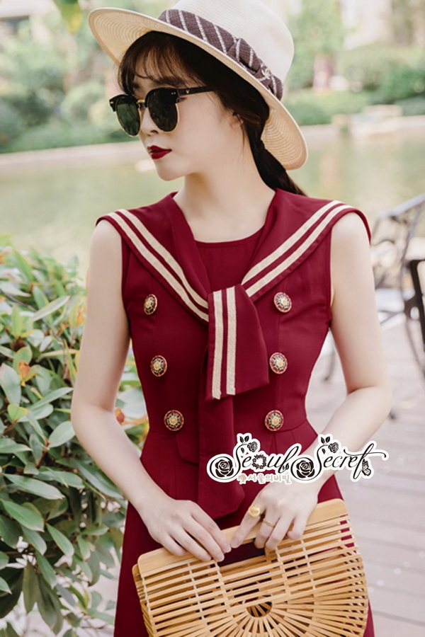 มินิเดรส ดีเทลโทนสีแดงสดสวยเปรี้ยว
