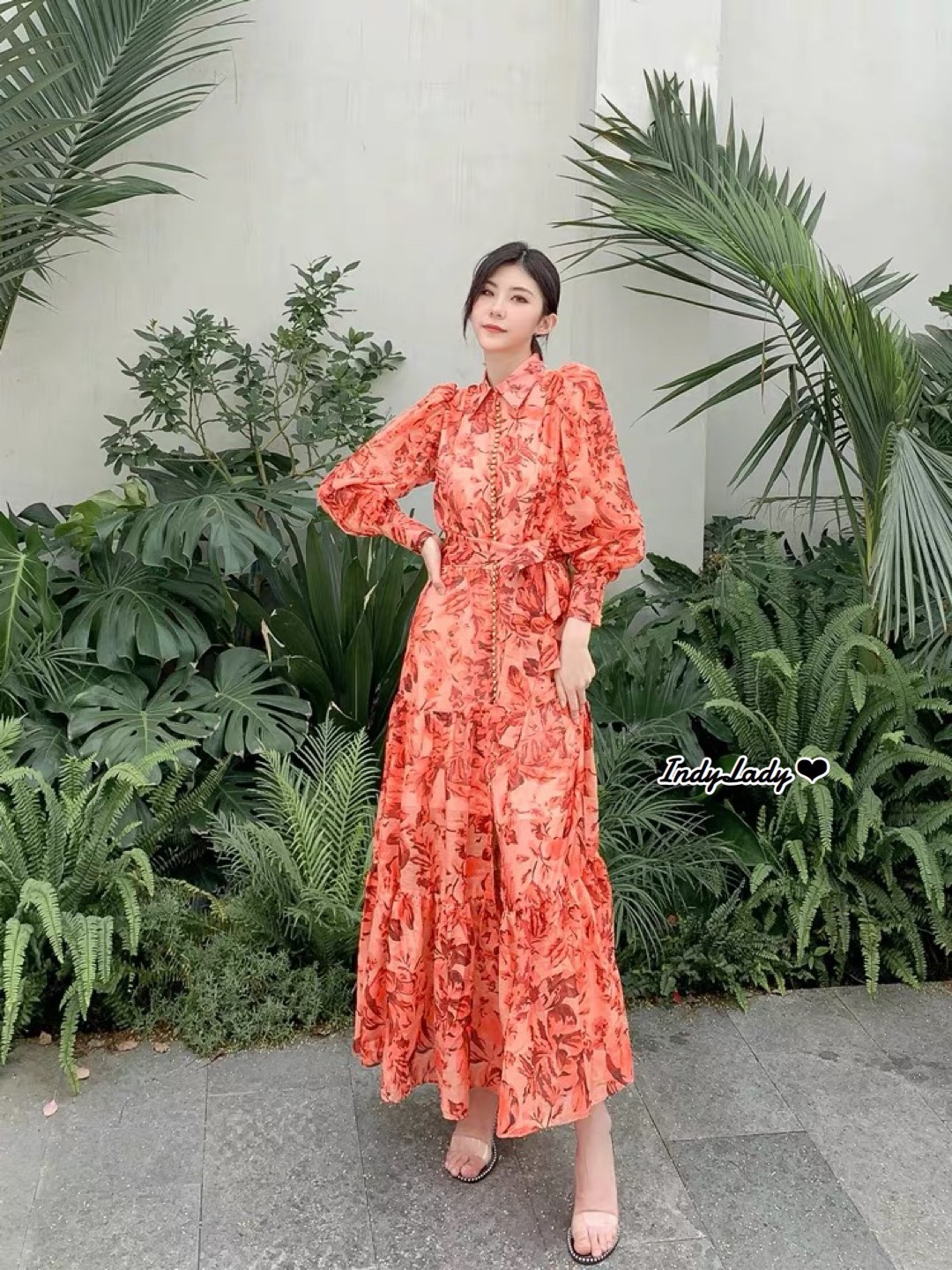 Maxi Dress แขนยาว เนื้อผ้าบางเบา