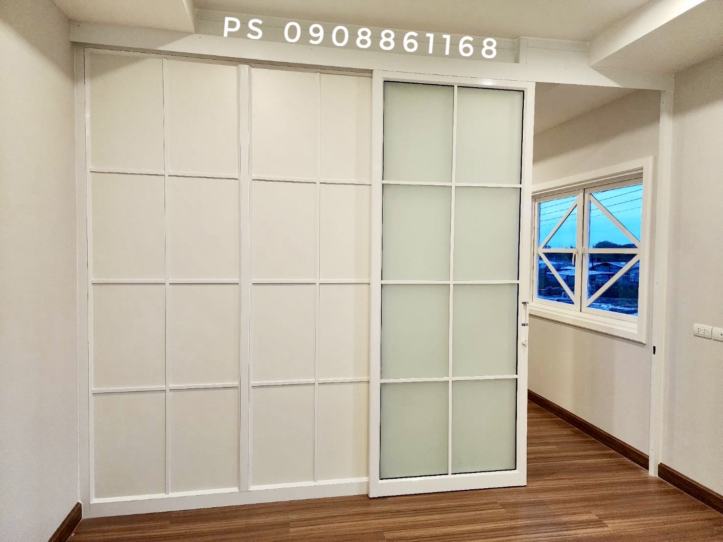 บิ้วอินตู้เสื้อผ้ากระจกอลูมิเนียมพร้อมทำเป็นกั้นห้องwalkinclosetในตัว