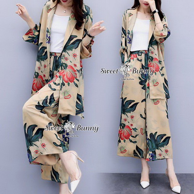 เซ็ทเสื้อคลุมยาวซับในกางเกง