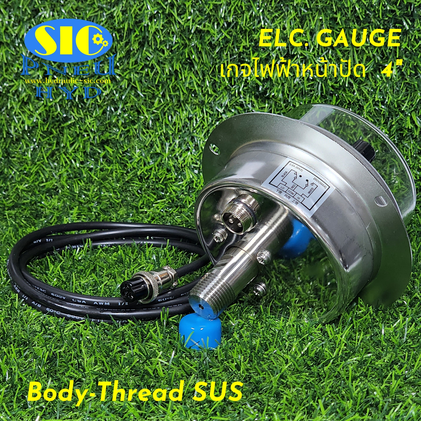 455-2AB Electric Gauge 2 Contract NO/NC เกจคอนแทรคไฟฟ้า , หน้าปัด 4" , เกลียวออกหลังล่าง