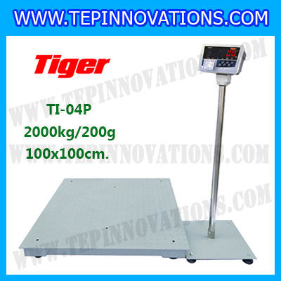 เครื่องชั่งพร้อมปริ้นเตอร์ในตัว พิกัด 2000kg รุ่น TI-04P ขนาดแท่น 100x100cm. เครื่องชั่งน้ำหนัก2000kg เครื่องชั่งดิจิตอล2000kg ตาชั่ง2000kg ตาชั่งดิจิตอล2000kg พิกัดน้ำหนัก 2000kg ค่าละเอียด 200g เครื่องชั่งยี่ห้อ TIGER รุ่น TI-04P