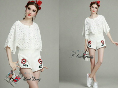 Lady Ribbon Online เสื้อผ้า ออนไลน์ ขายส่ง ของแท้ SW10040716 Sweet Bunny Present... Blush Floral Print Shirt Dress