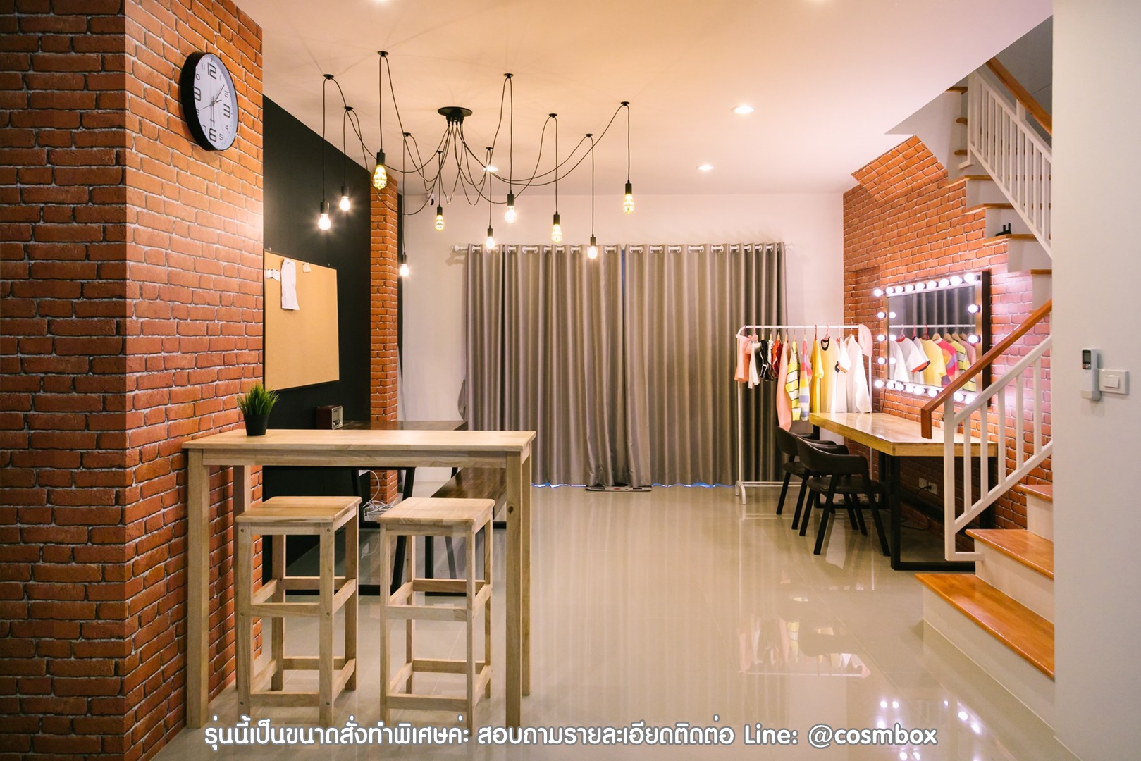 กระจกแต่งหน้า กระจกมีไฟ - 160 x 80 cm. สีขาว / สีดำ / ลายไม้