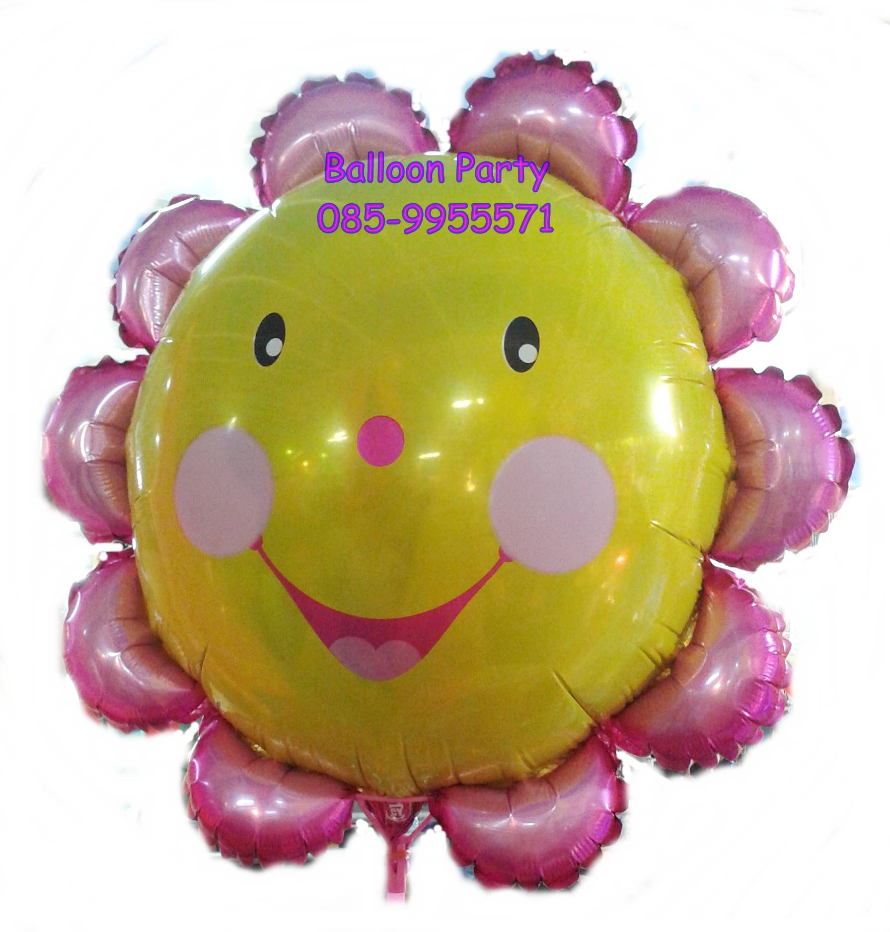 ลูกโป่งดอกไม้ยิ้ม ดอกทานตะวันยิ้ม สีชมพู Smile Flower Sunflower Foil Balloon Pink Color