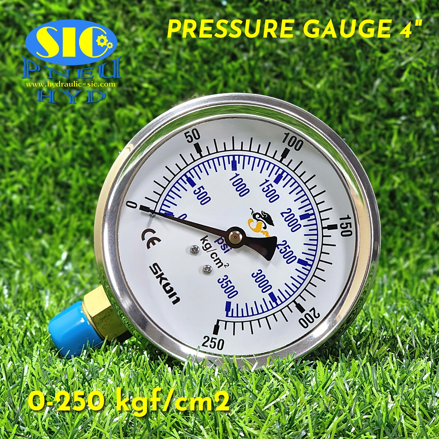 Pressure Gauge เกจวัดแรงดัน (421-21-*** : หน้าปัด 4" เกลียวออกข้าง) (SKON)