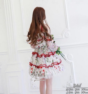2Sister Red Flora Dress เดรสแฟชั่นเกาหลีลุคสวยหรู