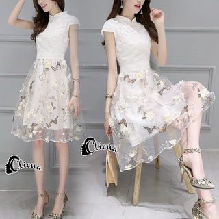 Lady Ribbon Online ขายส่งเสื้อผ้าออนไลน์ Cliona CN11030816 พร้อมส่ง Cliona Made'Flyibg Butterfly Elegant Dress - มินิเดรสช่วงบน