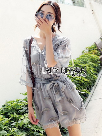 Lady Ivy Feather Embroidered Chiffon Playsuit