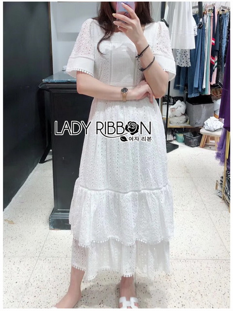 Dress เดรสผ้าคอตตอนปักและฉลุลายสไตล์วินเทจ