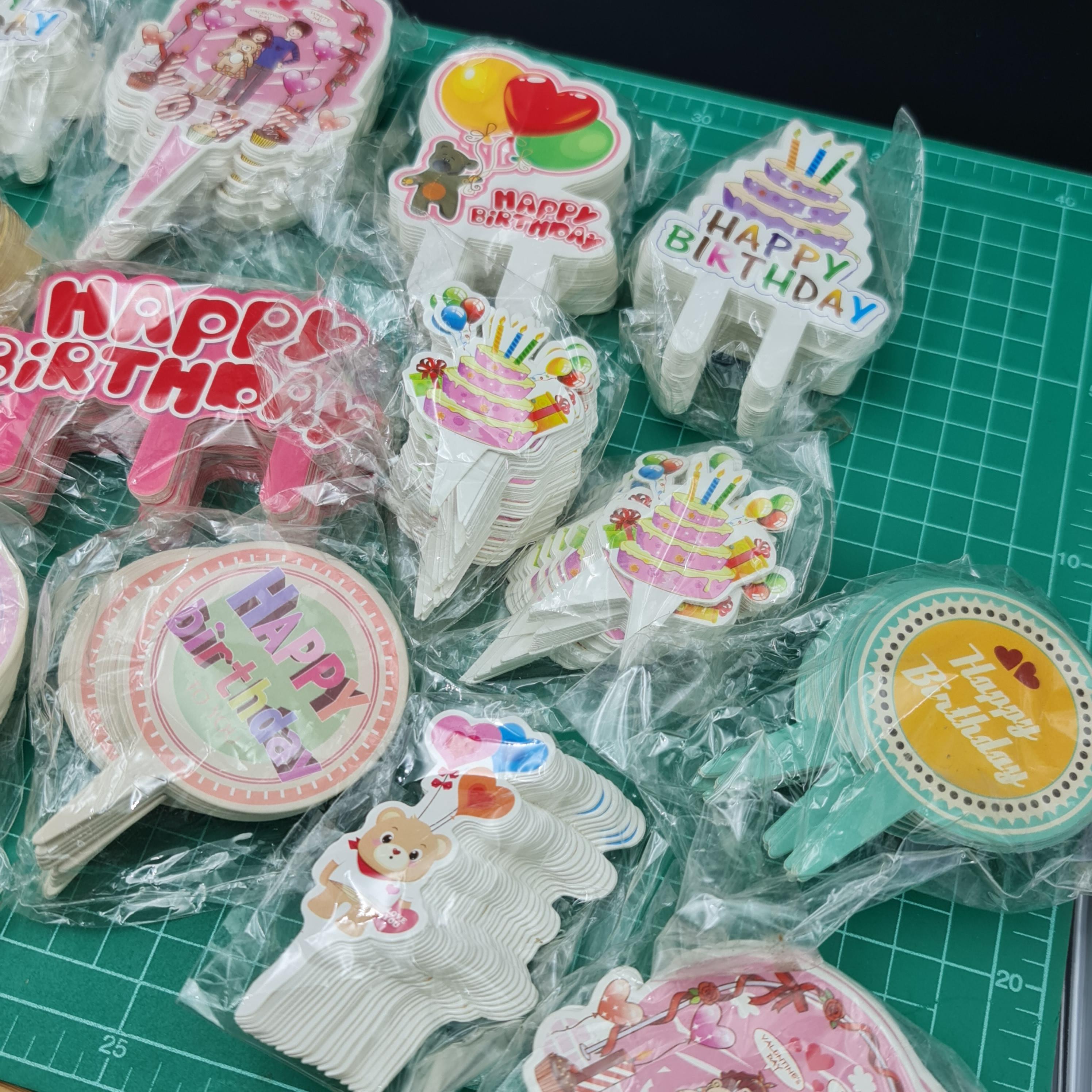 ✅🇹🇭 ป้ายปักเค้ก กระดาษ ประดับเค้ก ป้ายวันเกิด Happy Birthday ป้ายเค้ก j12 เจริญ12