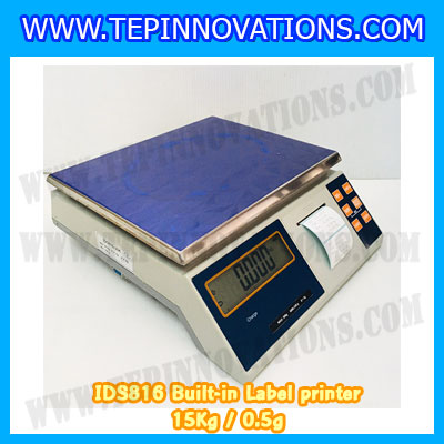เครื่องชั่งน้ำหนักดิจิตอล พิกัดน้ำหนัก 15kg ยี่ห้อ SDS รุ่น IDS816 ค่าละเอียด 0.5g Built-in Label printer
