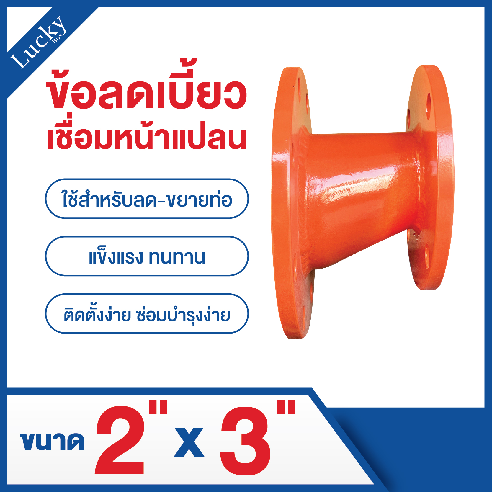 ข้อต่อเชื่อมชน ข้อลดเบี้ยวหน้าแปลน ขนาด 2x3 นิ้ว (Butt Weld Eccentric Reducer)