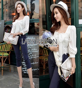 Lady Ribbon Natasha Sweet Smart Ribbon and Striped Jumpsuit