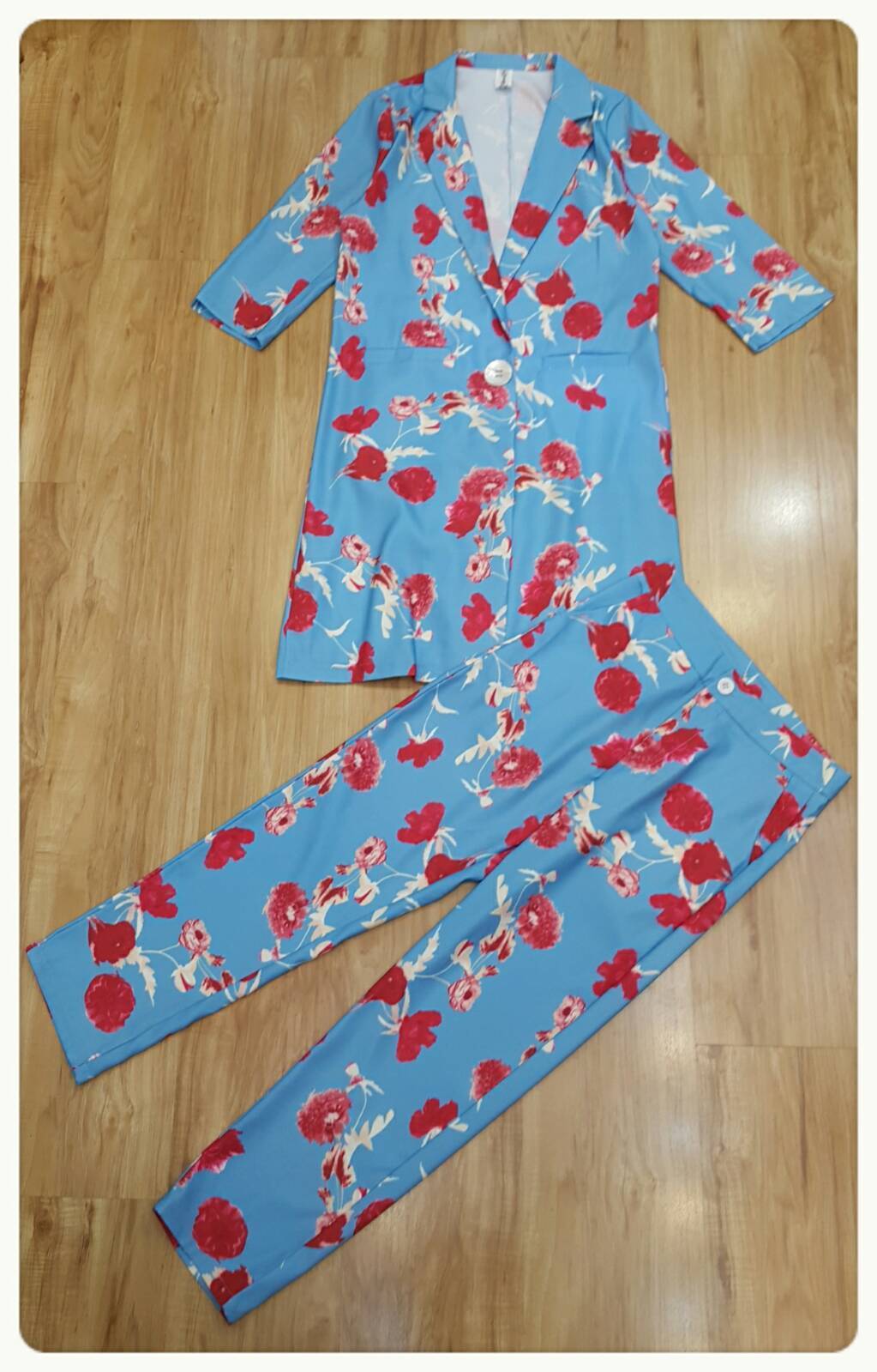 เซ็ทเสื้อสูทยาวกางเกงงานเกาหลี