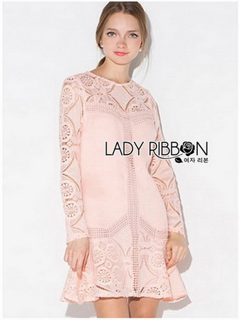 Lady Sophia Pink Nude Polyester and Lace Dress