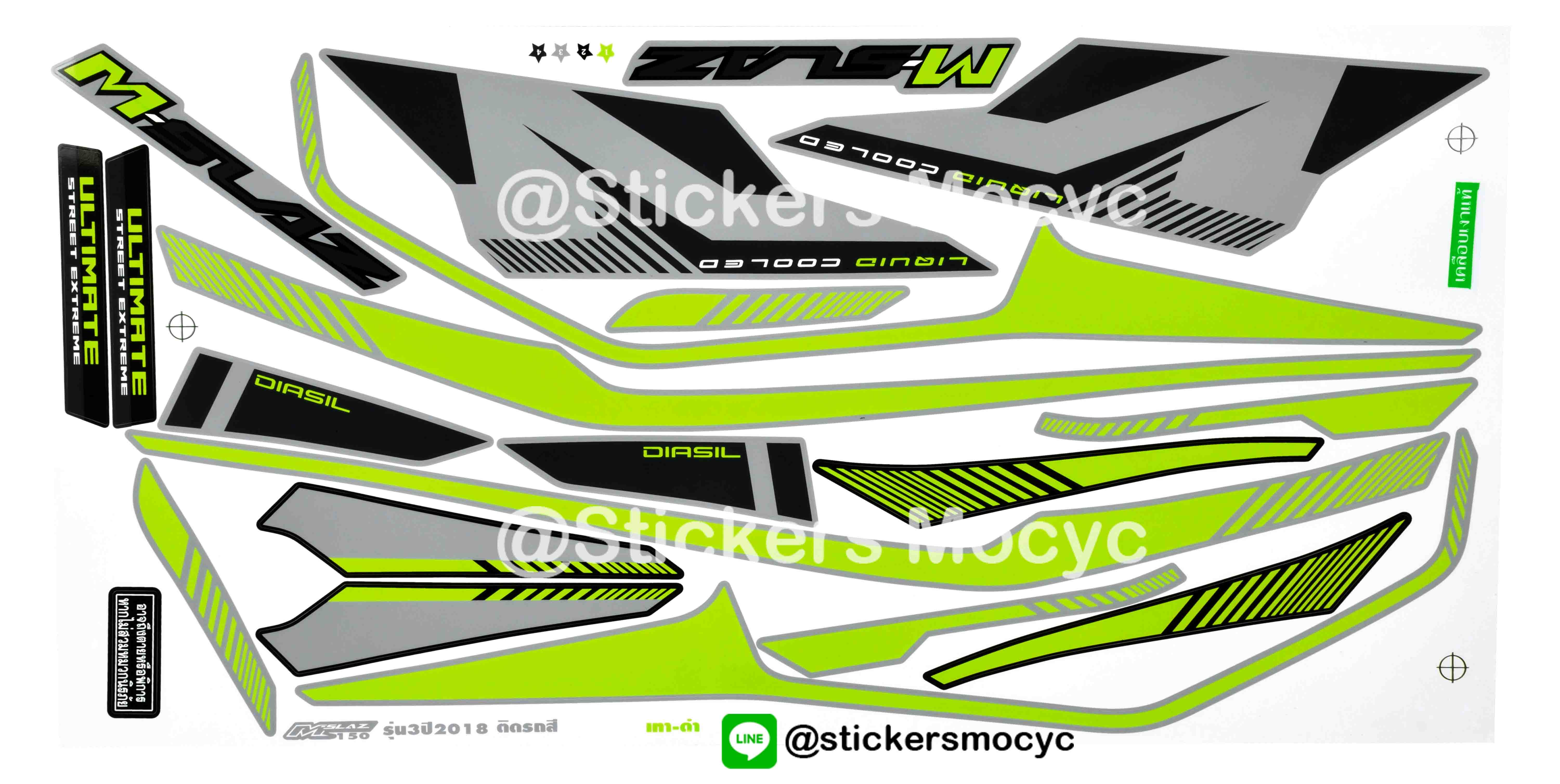 สติ๊กเกอร์ติดรถ มอเตอร์ไซค์ ยามาฮ่า M Slaz 150 Sticker Yamaha M Slaz 150 ปี 2018 รุ่น 3 ติดรถ สีเทา ดำ (เคลือบเงาแท้)