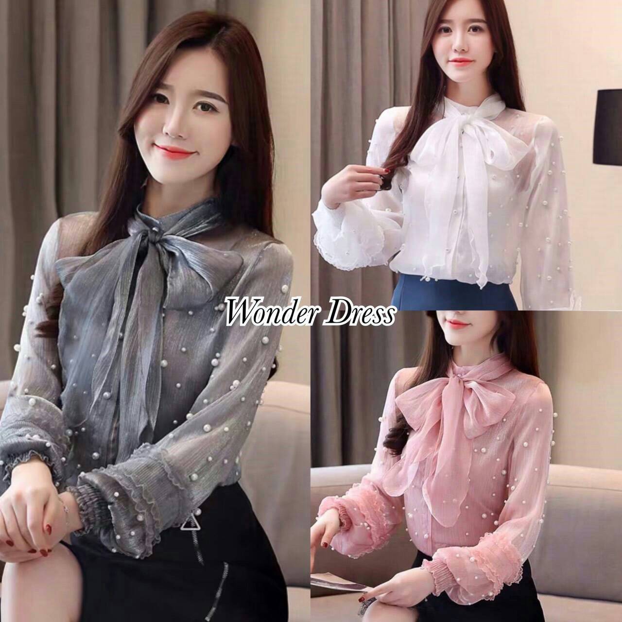 เสื้อผ้าแก้วใยบัวแต่งโบว์