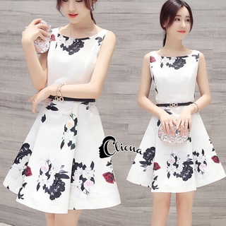 Lady Ribbon Online เสื้อผ้าออนไลน์ขายส่ง Cliona เสื้อผ้า CN09180816 Cliona Made' Romantica Floral Dress - มินิเดรสผ้า
