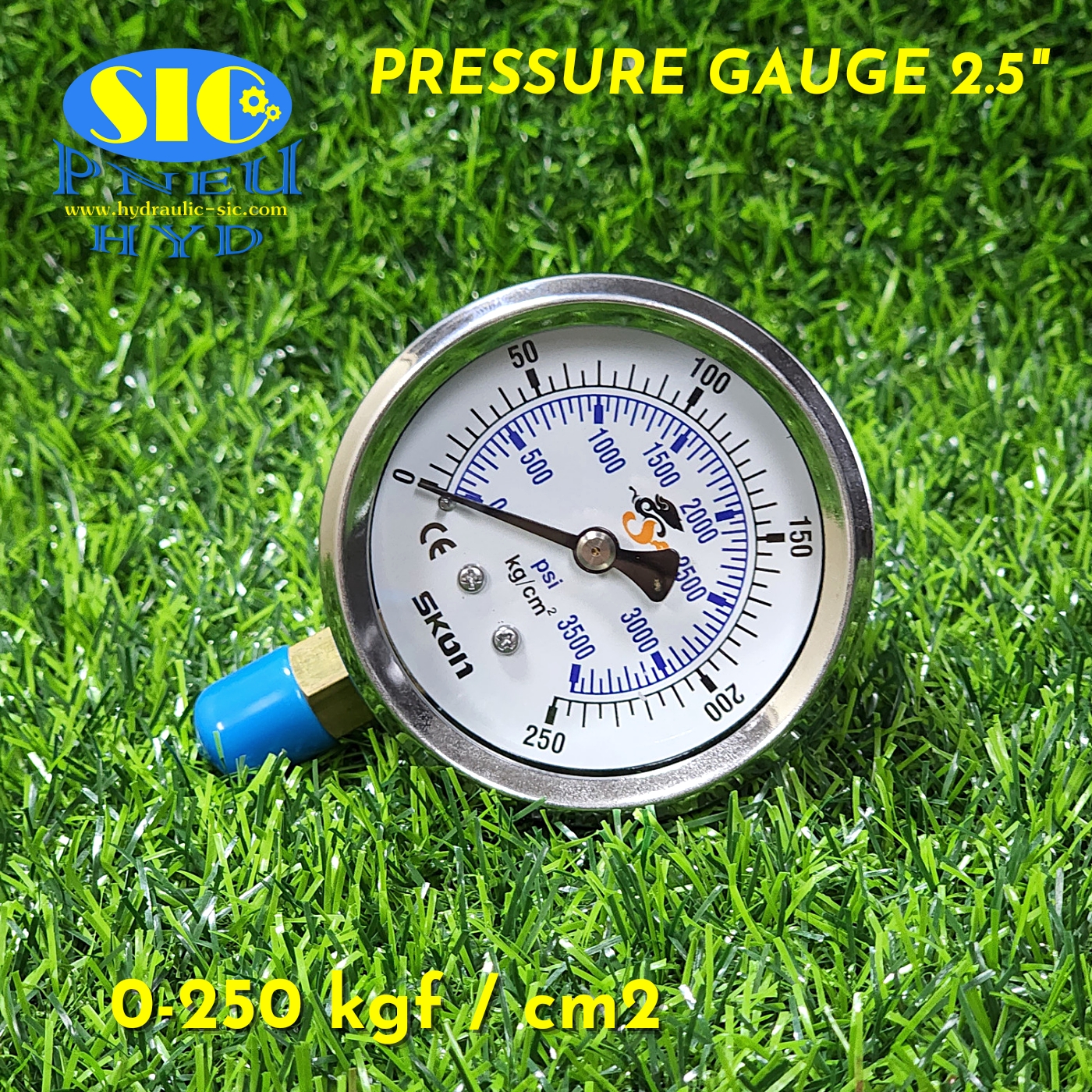 321-21-222** Pressure Gauge kgf-cm2/Psi เกจวัดแรงดัน หน้าปัด 2-1/2" เกลียวออกข้าง (SKON)