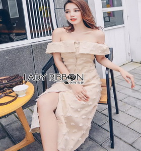 Lady Kelly Embroidered Cotton Lady Ribbon Dress เดรสทรงเปิดไหล่