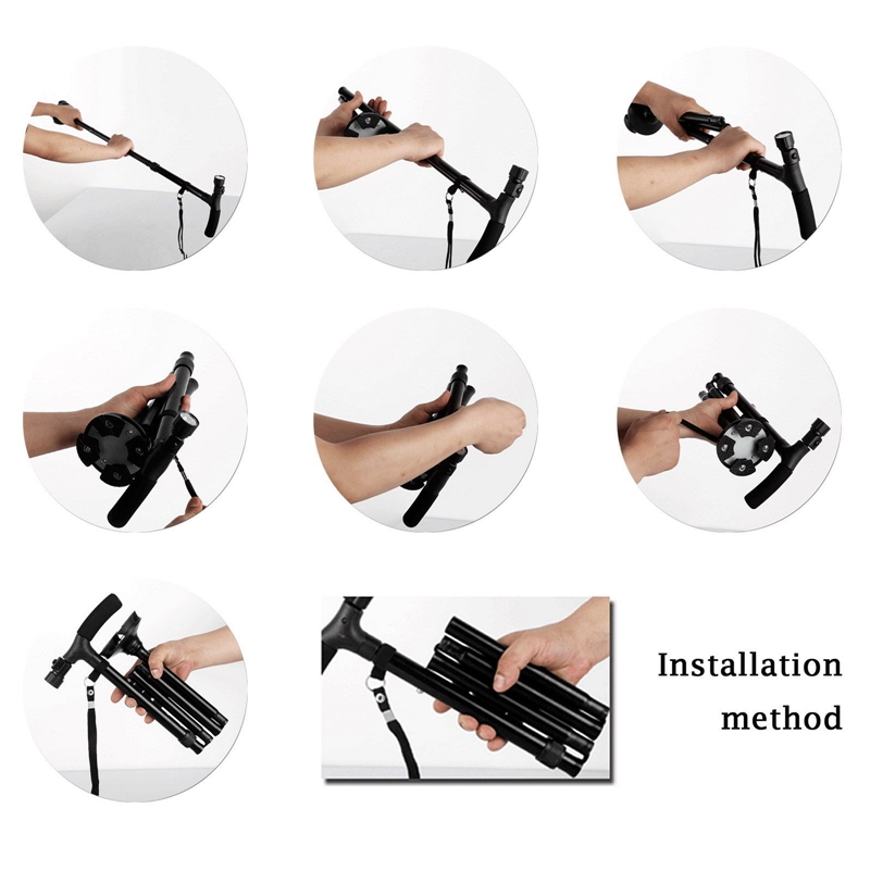 Magic Cane ไม้เท้าตั้งเองได้ พับเก็บแล้วกางออกอัตโนมัต ทำจากอลูมิเนียม Metal Folding Walking stick as TV stand on it own