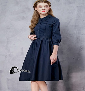 Black Dress dress. สีดำ ผ้า cotton แขนยาว