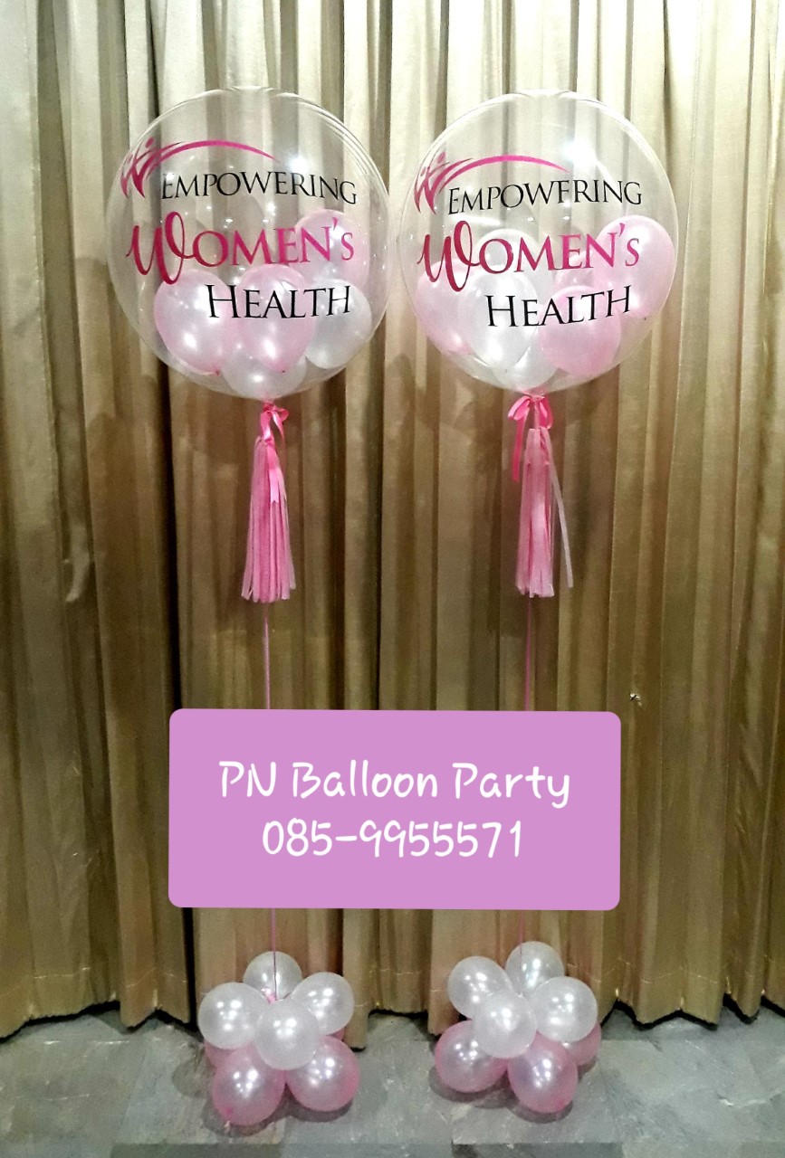 ลูกโป่งบับเบิ้ลญี่ปุ่น ขนาด 24 นิ้ว พร้อมข้อความ+พู่ Bubble Balloons Colorful