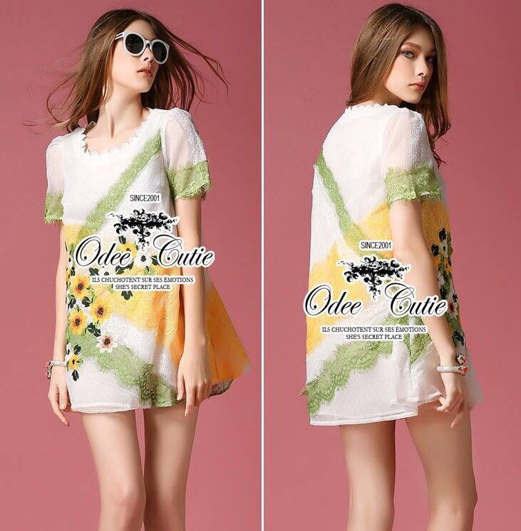 Lady Ribbon Online OC 04060616 𦕏lowers garden embroidery mini dress♔