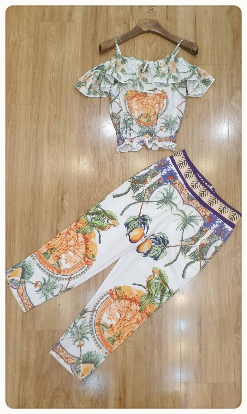 ชุดเซ็ตเสื้อสายเดี่ยวขอบยาง