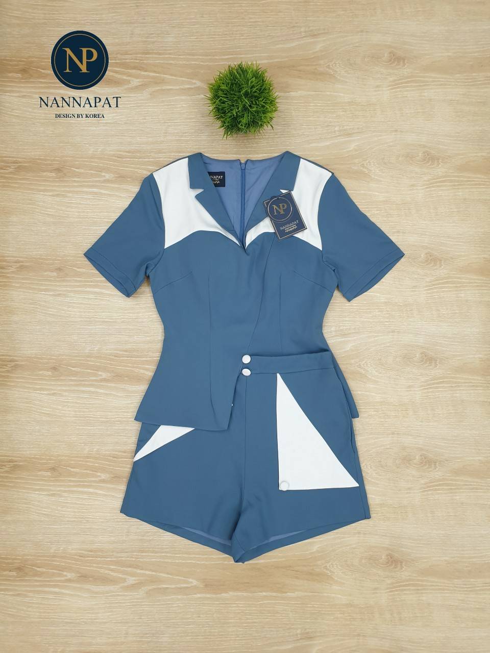 เสื้อซิปหลังกางเกงงานทูโทน