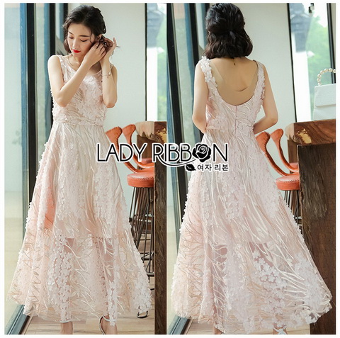 Cocktail Dress ค็อกเทลเดรสผ้าลูกไม้ปักลายดอกไม้