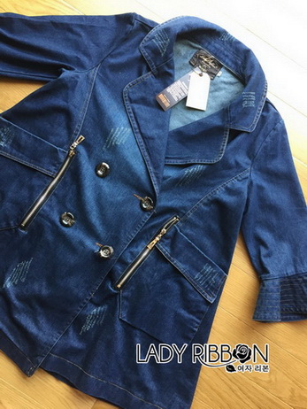 Lady Ribbon Denim Coat Dress