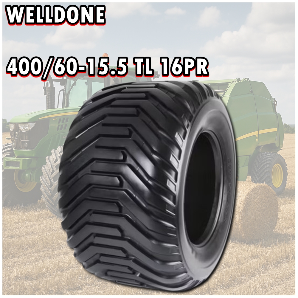 ยางรถอุตสาหกรรมและการเกษตร (รถอัดฟาง) ขนาด 400/60-15.5 (ลายหลัง) ชนิด TL 16PR ยี่ห้อ Welldone