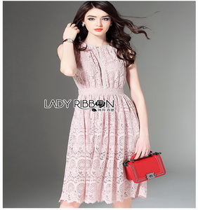 Classic Elegant Lace Dress Lady Ribbon เดรสผ้าคลาสสิก