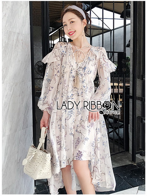 เดรสผ้าชีฟองพิมพ์ลายดอกไม้