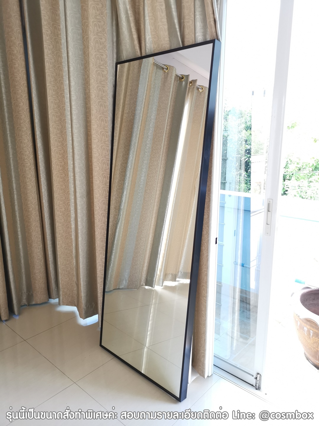 กระจกส่องตัว กระจกแต่งตัว กระจกเต็มตัว ขนาด 70x180 ซม. - รุ่นแขวนผนัง/พิงผนัง ขอบ1.2ซม./5ซม.