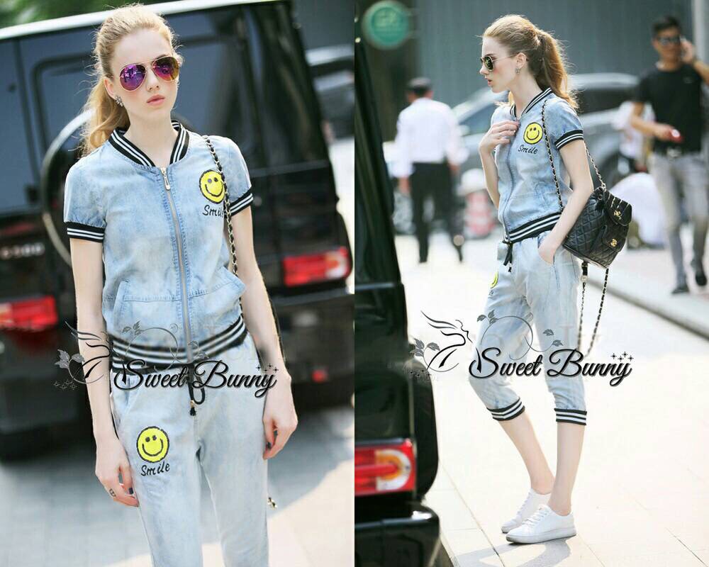 : Lady Ribbon Online Sweet Bunny SB03300516 Sweet Bunny Present... Petite Smile Jacket Denim Set