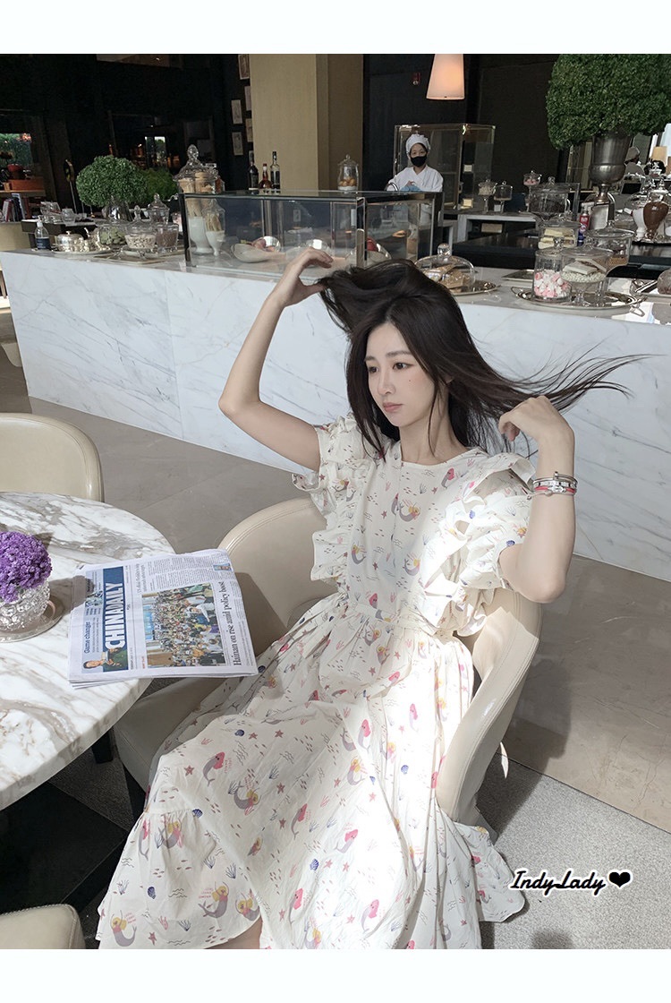Dress แขนตุ๊กตา แต่งระบายตรงอก