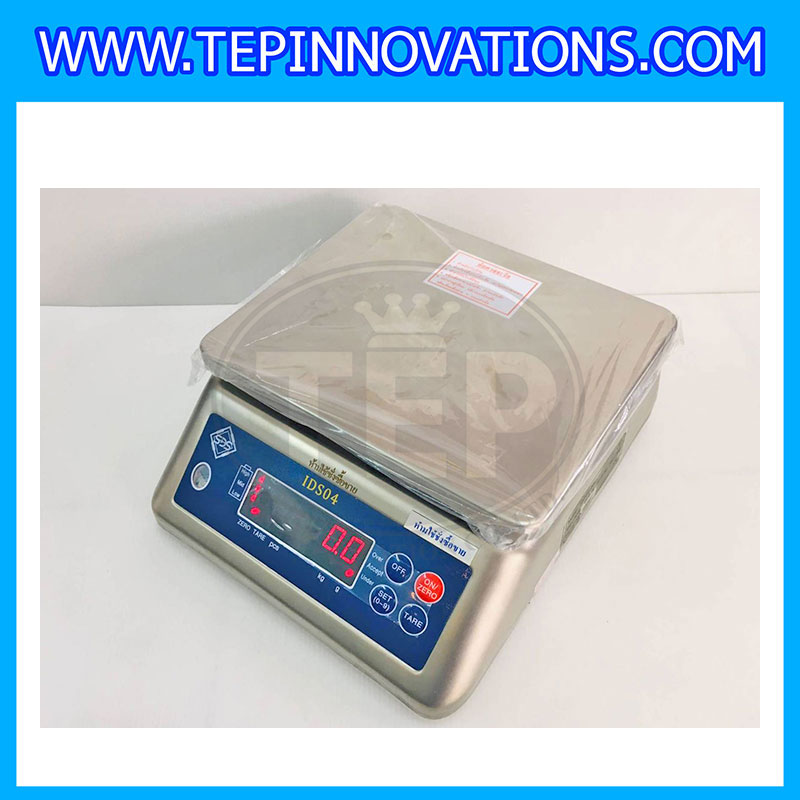 เครื่องชั่งกันน้ำ ตั้งโต๊ะ พิกัดน้ำหนัก 3Kg อ่านค่าละเอียด 0.5g เครื่องชั่งดิจิตอล3000g เครื่องชั่งกันน้ำ3000g ตาชั่งสแตนเลส3000g เครื่องชั่งน้ำหนัก3000g ยี่ห้อ SDS รุ่น IDS04-3K