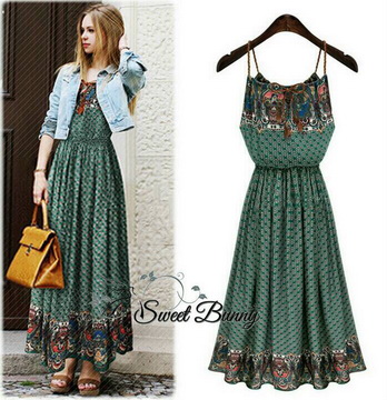 Lady Ribbon พร้อมส่งเสื้อผ้าออนไลน์ SW01120716 Sweet Bunny Present... Beach Maxi Dress