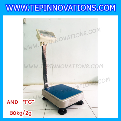 เครื่องชั่งน้ำหนักดิจิตอล พิกัด30กิโลกรัม ความละเอียด5g ยี่ห้อ AND รุ่น FG-30 ขนาดแท่นชั่ง30*38cm (เครื่องชั่งผ่านตรวจรับรองจากสำนักชั่งตวงวัด)