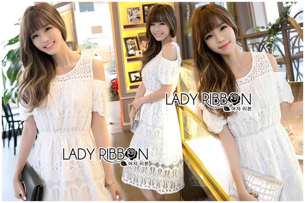 Lady Ribbon brand LR23190516 🎀 Lady Ribbon's Made 🎀 Lady Amanda Pretty Sweet Off-Shoulder Lace Dress